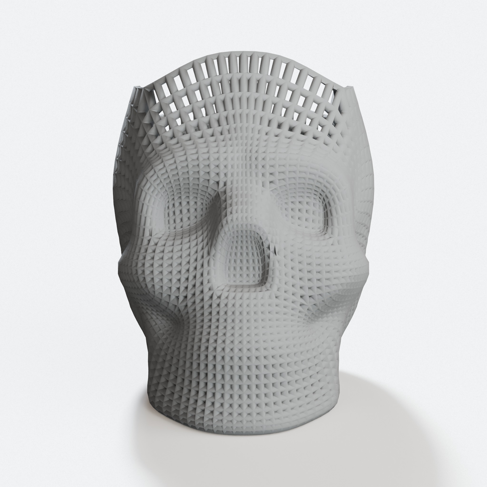 Wireframe Skull Pencil Holder. Sculpture that holds pens.